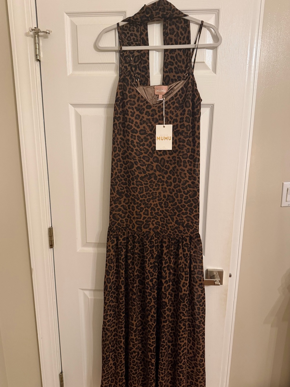 Show Me Your MuMu Brown Leopard Halter Maxi Dress